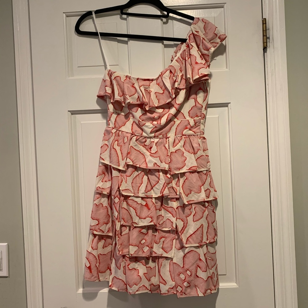 Cynthia Steffe one-shoulder, tiered dress